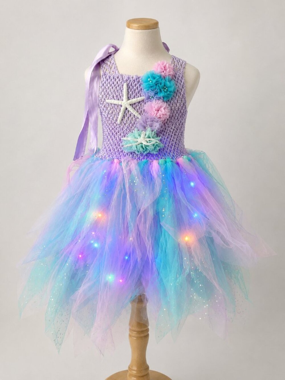 Mermaid Light-Up Costume Dress Girls Size 6–10